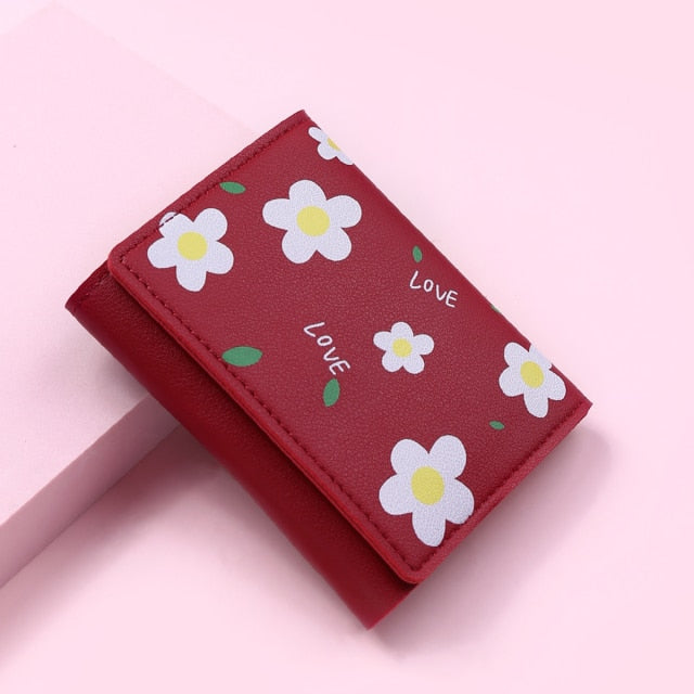 Women Cute Flower Wallet Small Hasp Girl Wallet Brand Designed Pu Leather Women Coin Purse Female Card Holder Wallet