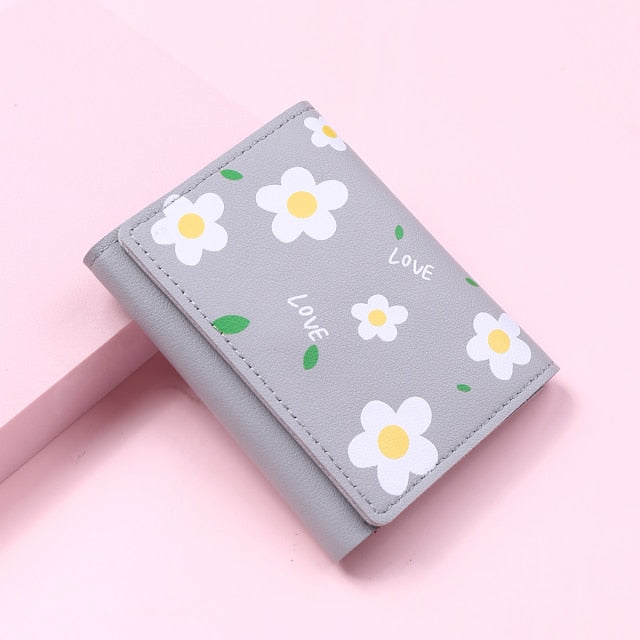 Women Cute Flower Wallet Small Hasp Girl Wallet Brand Designed Pu Leather Women Coin Purse Female Card Holder Wallet