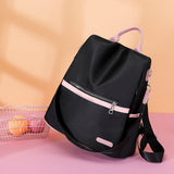 Fashion Anti-Theft Large Backpack Bag Women Oxford Cloth Contrast Color Girl Multifunctional Small School Backpack