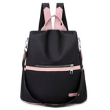 Fashion Anti-Theft Large Backpack Bag Women Oxford Cloth Contrast Color Girl Multifunctional Small School Backpack