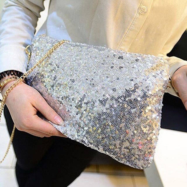 Cyflymder Women's Evening Clutch Bag Glitter Sequin Handbag Luxury Sparkling Wedding Christmas Party Envelope Tote Wallet Ladies Shoulder Bag
