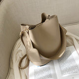 casual wide strap bucket bag designer women shoulder bags luxury pu crossbody bag large capacity messenger bag simply purse