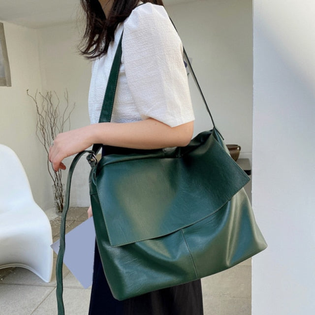 Cyflymder Casual Soft Large Capacity Tote Luxury Bag Women Handbags Designer Look Pu Leather Women's Shoulder Bag Retro Big Shopper Purses