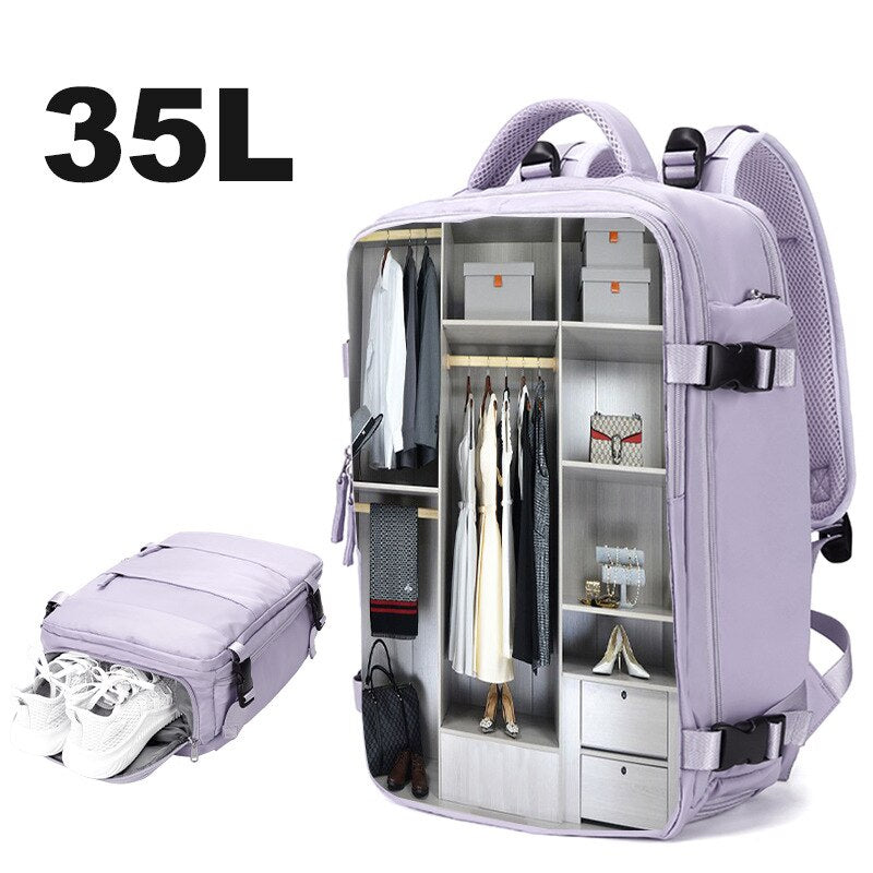 Cyflymder Purple Backpack Multifunctional Travel Bag Big Capactiy Backpack Shoulder Bags for Women with Independent Shoes Pocket Backpack