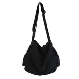 Portable Large Capacity Packages Solid Black Waterproof Nylon Shoulder Bags Japanese south Korean style Leisure Or Travle Bags
