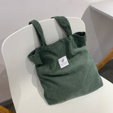 Corduroy Bag for Women Shopper Female Designer Handbags Environmental Storage Reusable Girls Small Canvas Shoulder Tote Bag