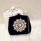Cyflymder New Diamond Sun Flowers Evening Bags Luxury Wedding Clutch Bags For Girls Christmas Party Dinner Bags With Chain MN861