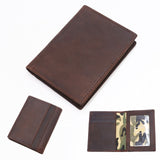Cyflymder Genuine Leather Credit Card Holder For Men Vintage Short Handmade Bifold Slim Small Man Wallet Purse Driver License Case