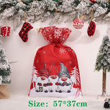 Cyflymder Christmas Large Candy Gift Big Bag Cute Christmas Linen Tote Bag Lattice Side Drawstring Pocket Gift for Children