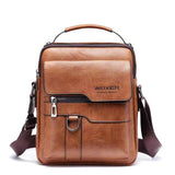 Fashion Men Shoulder Bag for 10.5" ipad Men PU Leather Flaps Men's Crossbody Bags Business Brown Flap Male Solid Messenger Bag Gifts for Men