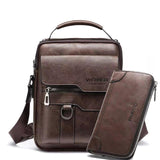 Fashion Men Shoulder Bag for 10.5" ipad Men PU Leather Flaps Men's Crossbody Bags Business Brown Flap Male Solid Messenger Bag Gifts for Men