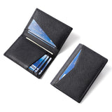 Luxury RFID Bifold Small Card Wallet for Men Contrast Color Slim Cross Pattern Genuine Leather Men's Credit Card Holder
