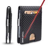Men's Wallet Carbon Fiber Credit Card Wallet RFID Protection Simple Ultra-thin PU Small Money Clip