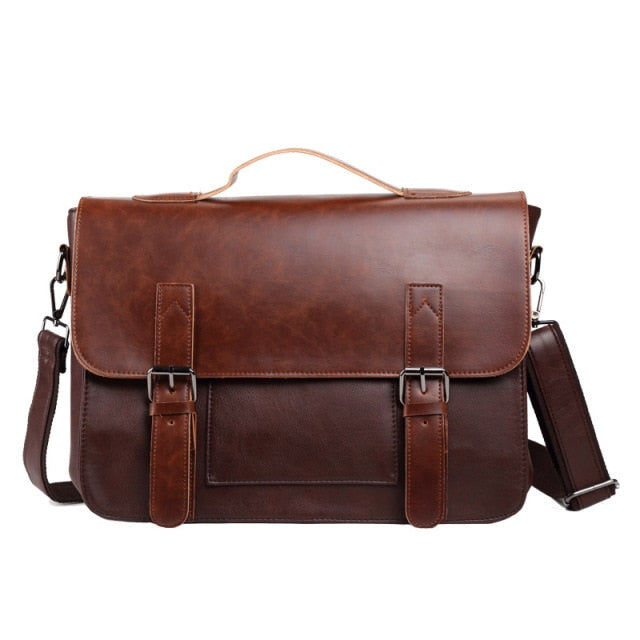 Men's Laptop Leather Briefcases Business Handbags Messenger Bag Large Vintage Crazy Horse Leather Handbag Casual Shoulder Bags