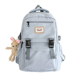 Solid Color Multi-Pocket Women Backpack Large Capacity Travel Backpack Female Schoolbag For Teenage Girl Kawaii Student Bookbag