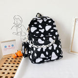 Vintage Casual Women Nylon Backpack Fashion Cow Pattern School Bags For Students Teenagers Girls Daily Backpacks Travel Knapsack