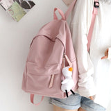 Cyflymder Solid Color Versatile Backpack Female Korean Harajuku Schoolbag Middle School Student Backpack Female Backpack