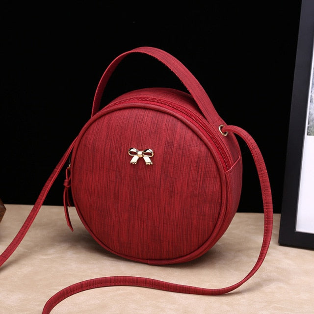 Design Fashion Women Round Bag Leather Women's Circular Crossbody Shoulder Messenger Bags Ladies Purse Female Bolsa Handbag