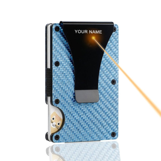 Cyflymber Carbon Fiber Card Holder Mini Slim Wallet Men Aluminum Metal RFID Magic Wallet Small Thin Male Purses Money Bag Vallet