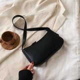 Cute Solid Color Small PU Leather Shoulder Bags For Women hit Simple Handbags And Purses Female Travel Totes