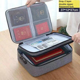 Square Multi-Layer Document Storage Bag Certificate File Passport Organizer Case Briefcase With Lock Home Travel Organizer Bag