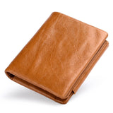 New RFID Anti Theft Men's Wallet Retro Three Fold Business Card Holder Money Bag Purse Vintage Genuine Leather Wallet Male