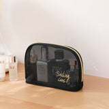 5Pcs Set Wash Makeup Bag for Women,Black Mesh Cosmetic Bag Large Capacity Portable Travel Storage Bag