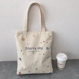 Handbag for Women Tote Bag Shoppers Designer Bag Japanese Style Fashion Large Capacity Starry Sky Girls Canvas Shoulder Bag