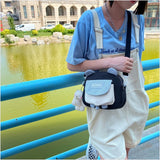 Cyflymder Women Personality Cute Frog Small Round Bag New Korean Canvas Bag Female ins Student Shoulder Messenger Bag