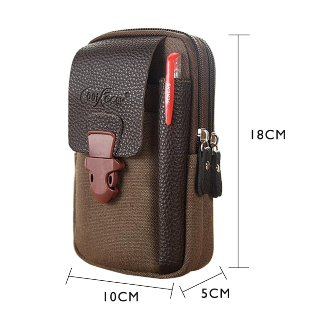 Cyflymder Fashion Men Multi-function PU Leather Fanny Waist Bag Casual Mobile Phone Purse Pocket Male Outdoor Travel Sports Belt Bum Pouch