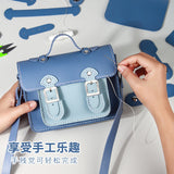 Cyflymder Diy Handmade Bag Cambridge Style Hand Stitching With Sewing Tools Handle Shoulder Bag Accessories Pu Leather Adjustable