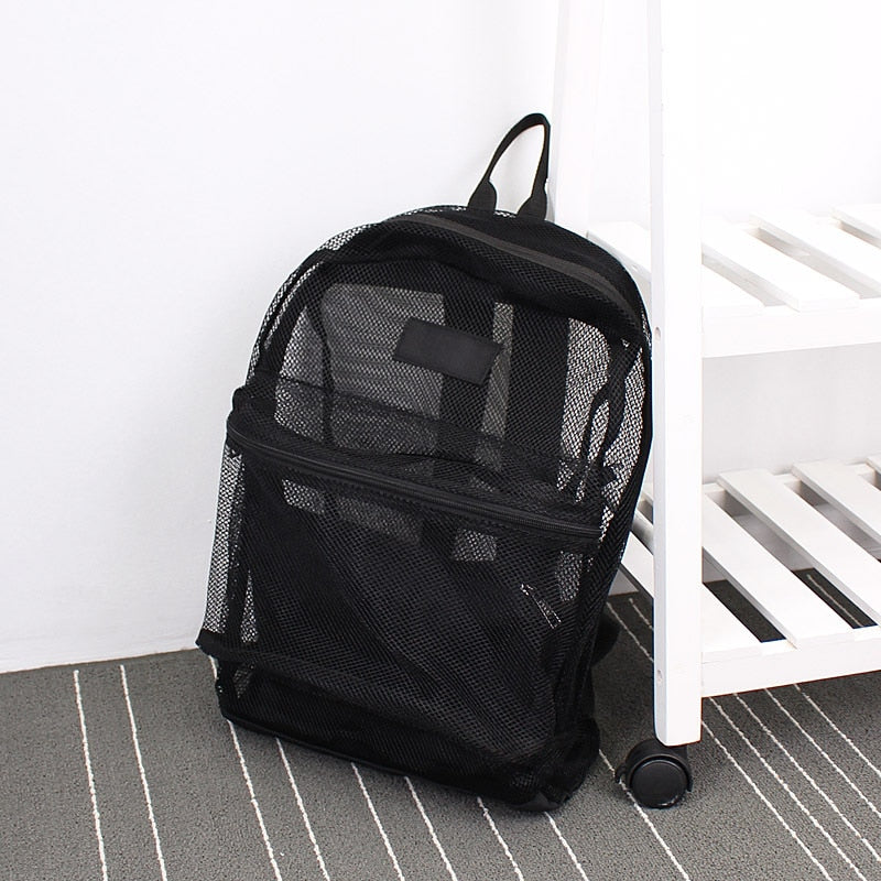 Cyflymder Fashion Women Transparent Backpack  Mesh Backpack For Boys And Girls Light Weight Rucksack Travel Shoulder Bag